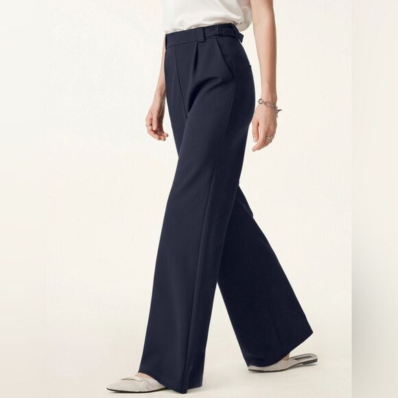 NWT OGL Ponte-De-Roma High Rise Pull-on Wide Leg Pant with Adjustable Bar Size L - Picture 9 of 10